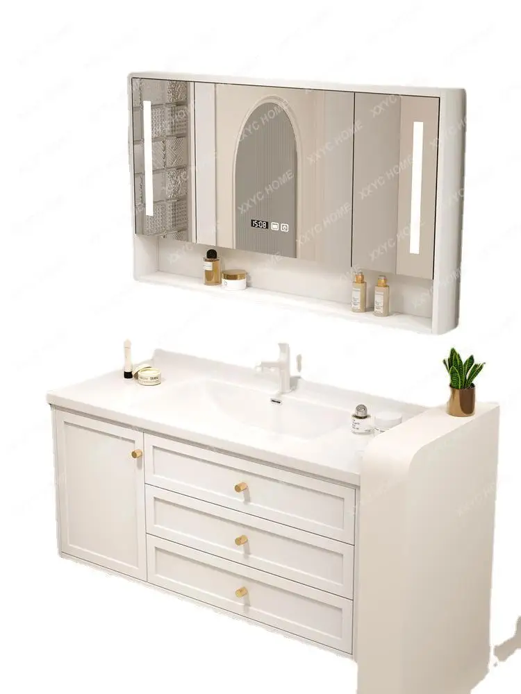 Bathroom Cabinet Combination Ceramic Whole Washbin Rubber Wood Paint Solid Wood Bathroom Table