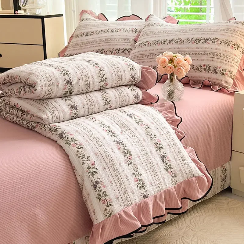 Summer Quilt Cool Blanket New Jacquard Lace Korean Edition Bubble Cotton Summer Air Conditioning Machine Washable Household