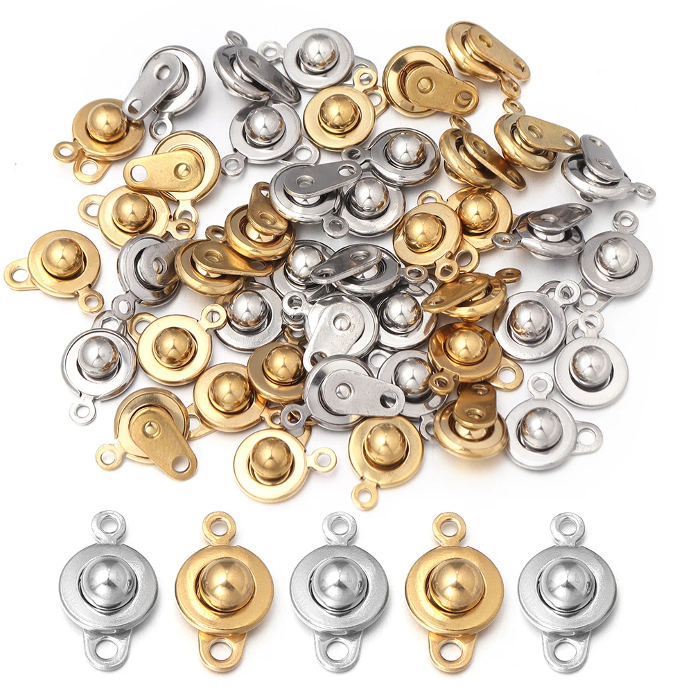 2 Stück Edelstahl-Druckknopfverschlüsse, runde Schnallenverschlüsse für die Schmuckherstellung, DIY-Halsketten, Armbänder, Zubehör