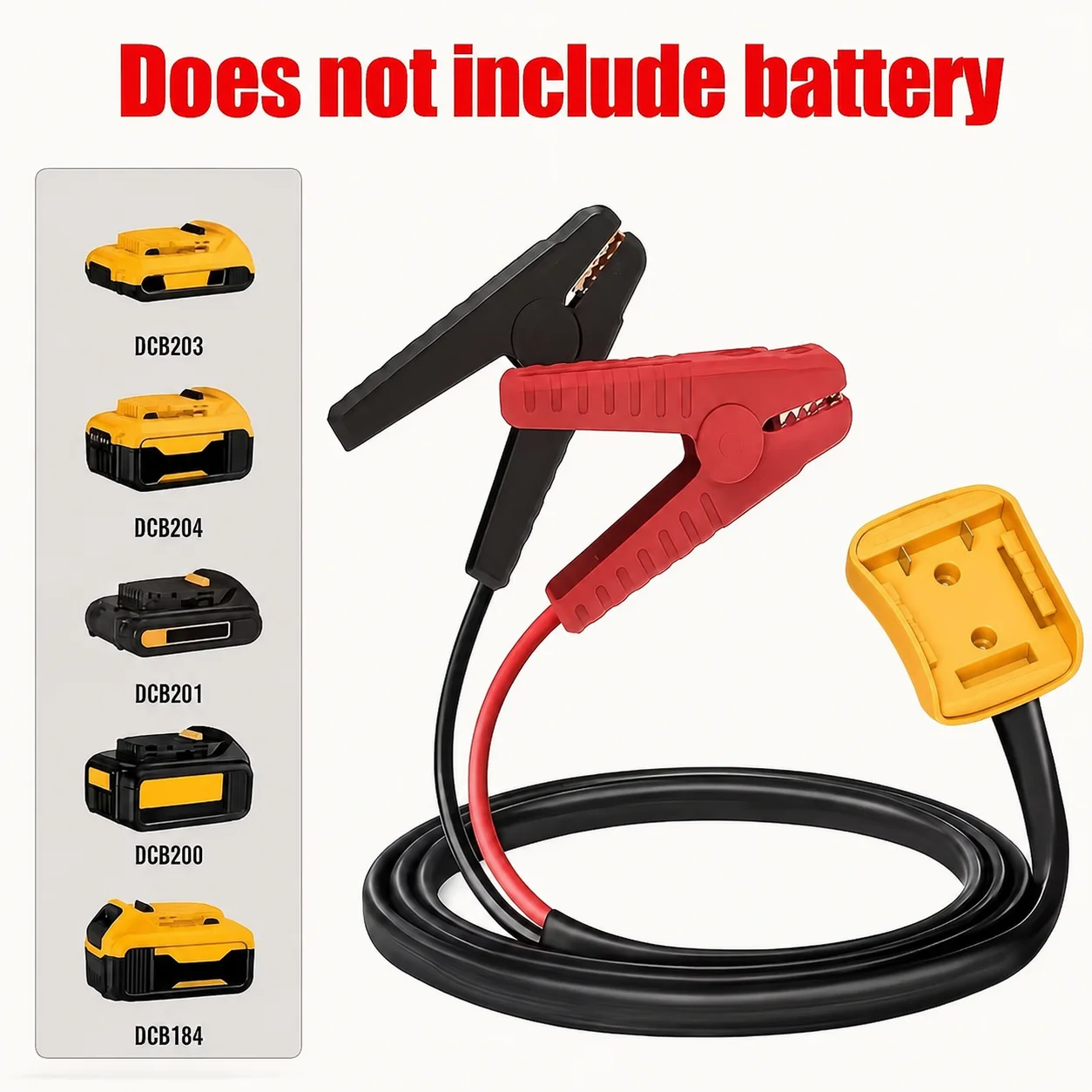6.56FT Heavy‑Duty Car Jump Starter Cable Adapter, 18V‑20V Lithium‑ion Tool Battery Jumper Wire, ABS Casing, Battery Not Included
