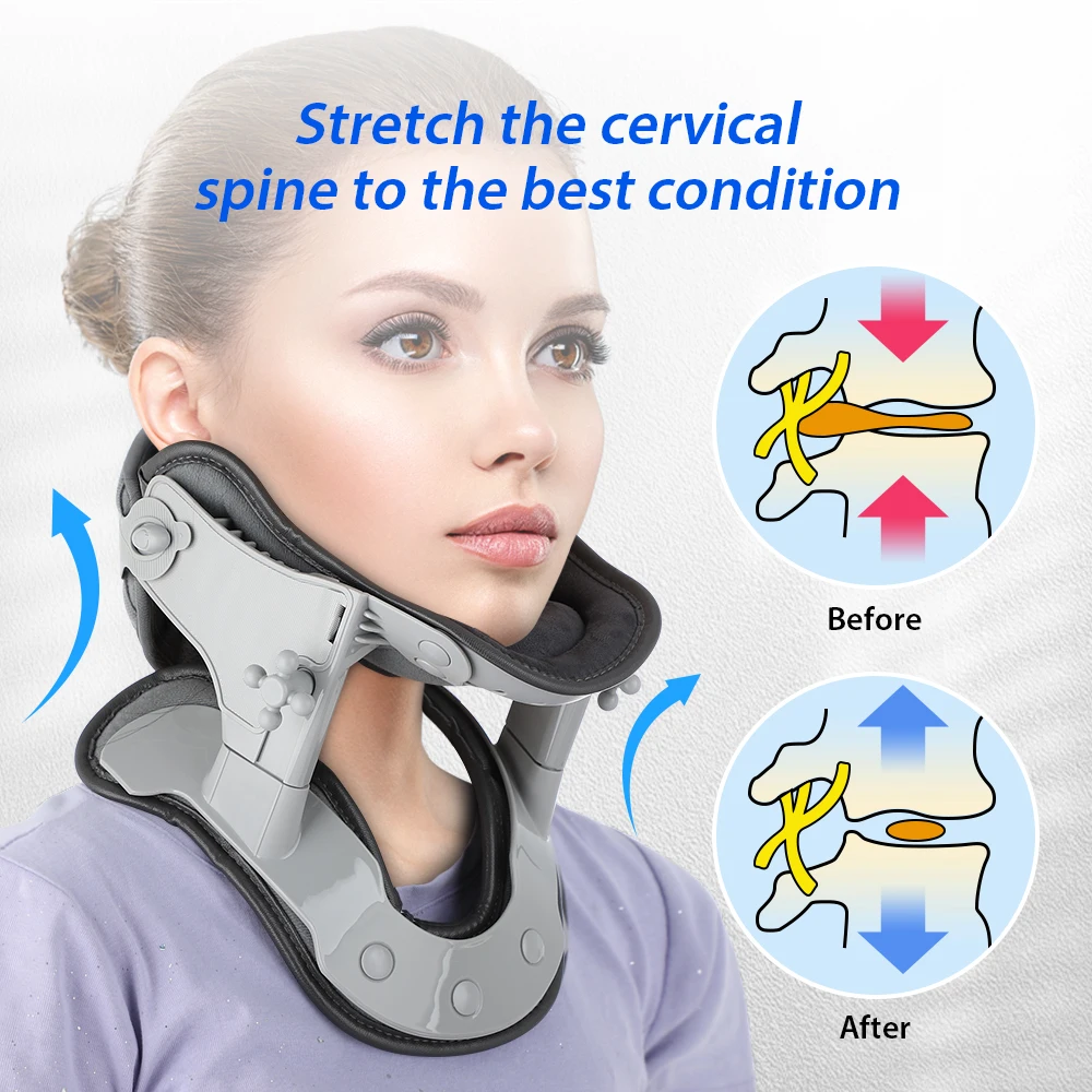 Electric Infrared Heating Neck Cervical Traction Collar Spine Support Hot Compression Tractor Stretching Brace