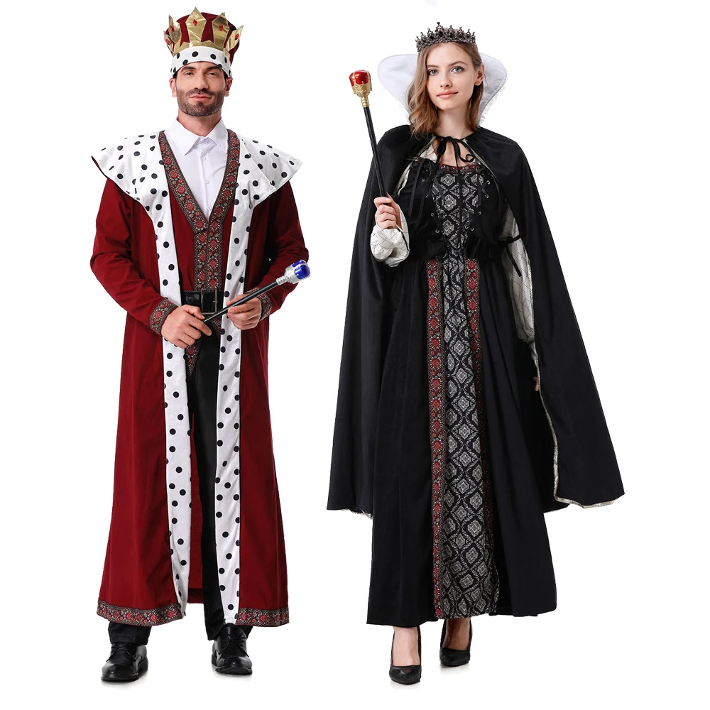 

Royal Vintage Court King Queen Cosplay Couple Costumes Medieval Renaissance Noble Masquerade Fancy Dress Carnival Party Dress Up