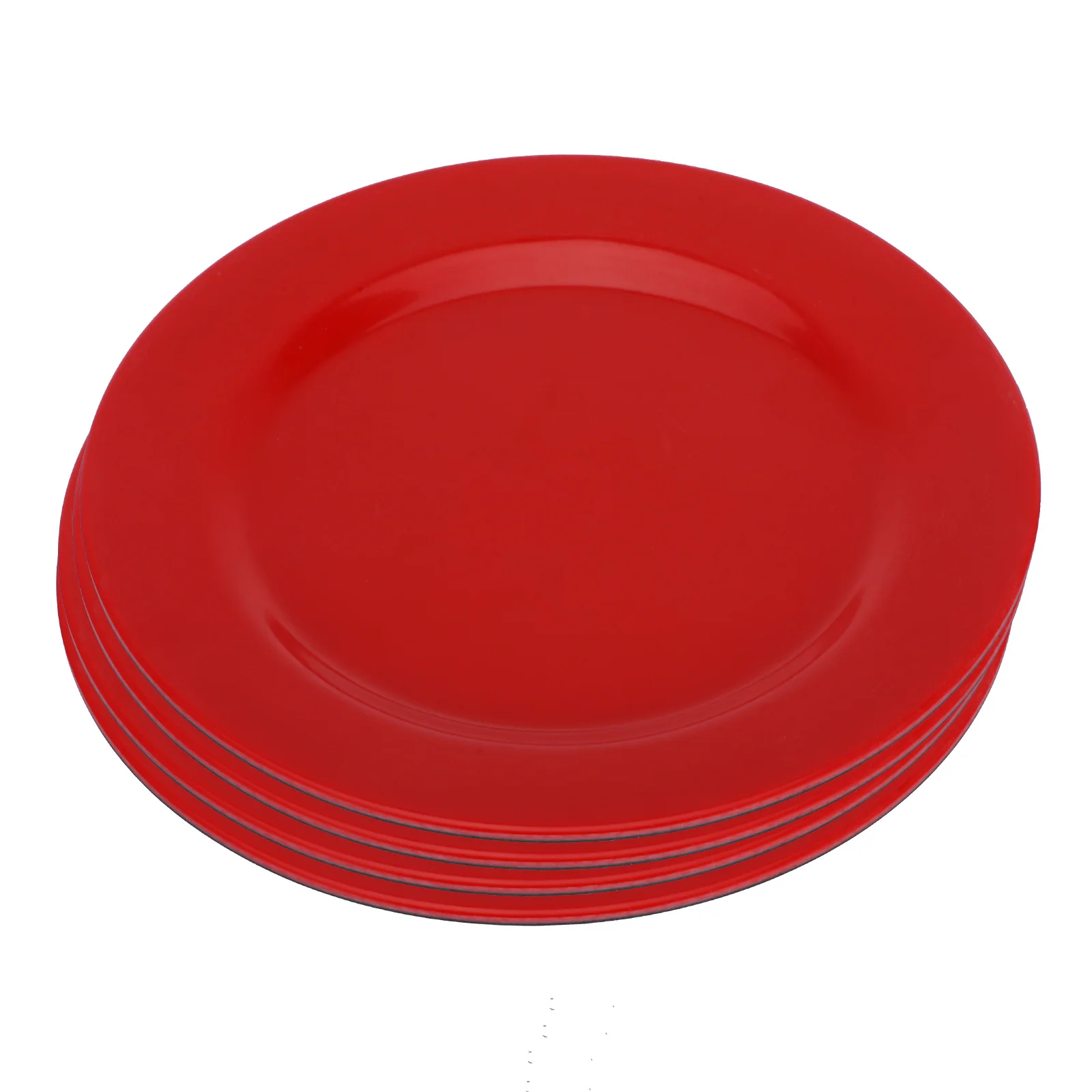 4 Pcs Imitation Porcelain Tableware Red Dinner Plates Dessert Small Platters Side Dish Tray Melamine Ceramic Round