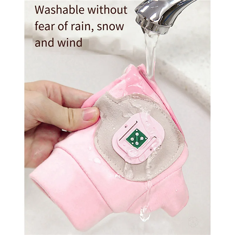 4X Heated Gloves, USB Rechargeable Hand Warmers Gloves, Winter Full-Finger Glove For Women Warm (Pink)