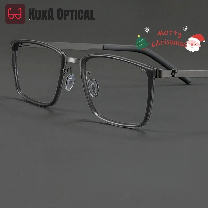 

KUXA Сверхлегкие прямоугольные очки TR90 в оправе с титановым храмом, оптическая оправа для очков по рецепту, мужские безвинтовые очки 2713