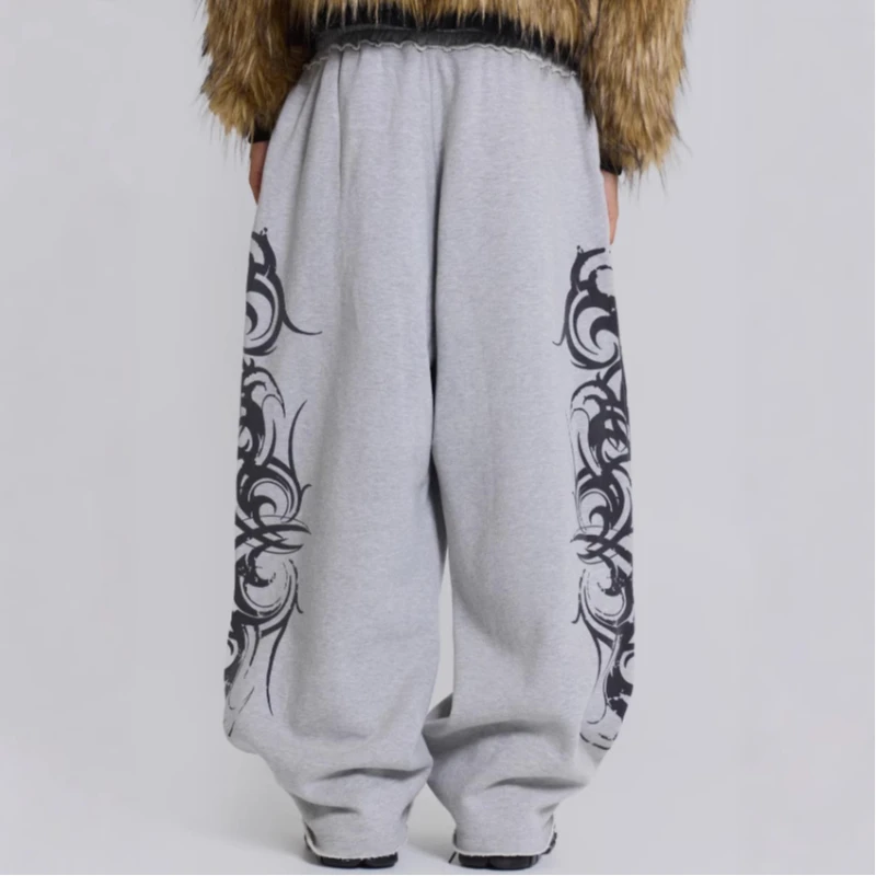 Harajuku AT, Y2K, USA, Solid, Document, Embroidered letters, Casual pants, Hip hop, Close up, W-string, Size, Jogging