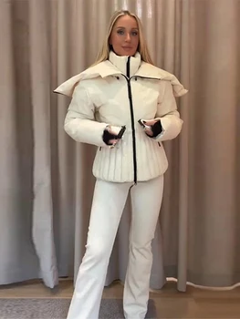 Women’s Ski Parka Coat 3 Ski Parkas Coat Jacket Women Zipper Belts Thicken 2025 Winter Skiing Cotton Lapel Snow Female Skiwear Outdoor Street Outwear Top 3