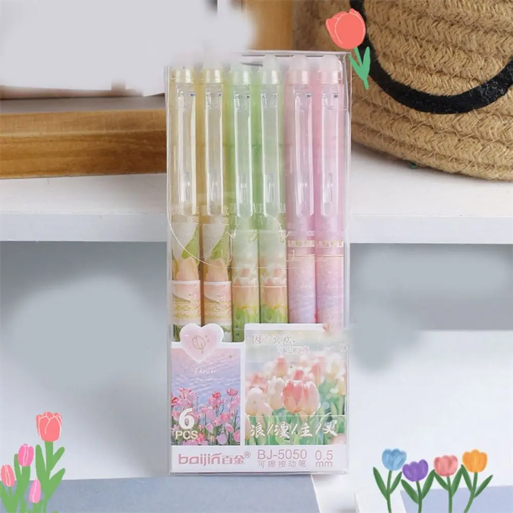 

Office Accessories Tulip Erasable Gel Pens Writing Korean Style Neutral Pen Landscape Purple Gel Pens School Supplies