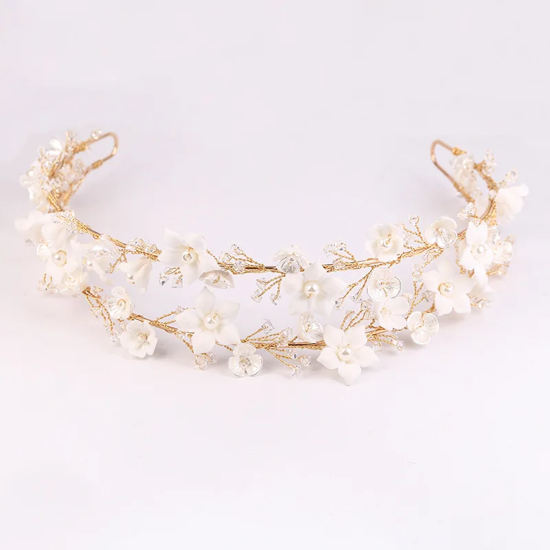 

Floralbride Handmade Luxury Rhinestones Crystal Pearls Ceram Flower Bridal Tiara Wedding Bridesmaids Crown Women Hair Jewelry