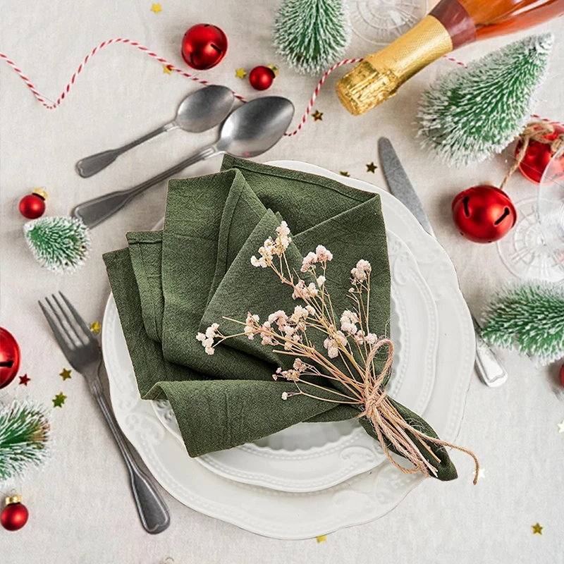 Navidad 2/6/12 Uds 40X40cm verde rojo textura doblada suave y duradero servilletas para fiesta de cóctel servilletas de tela de boda de papel