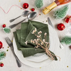 Christmas 2/6/12PCS 40X40cm Green Red Folded Texture Soft and Durable Cocktail Party Napkins Paper Wedding Cloth Napkins