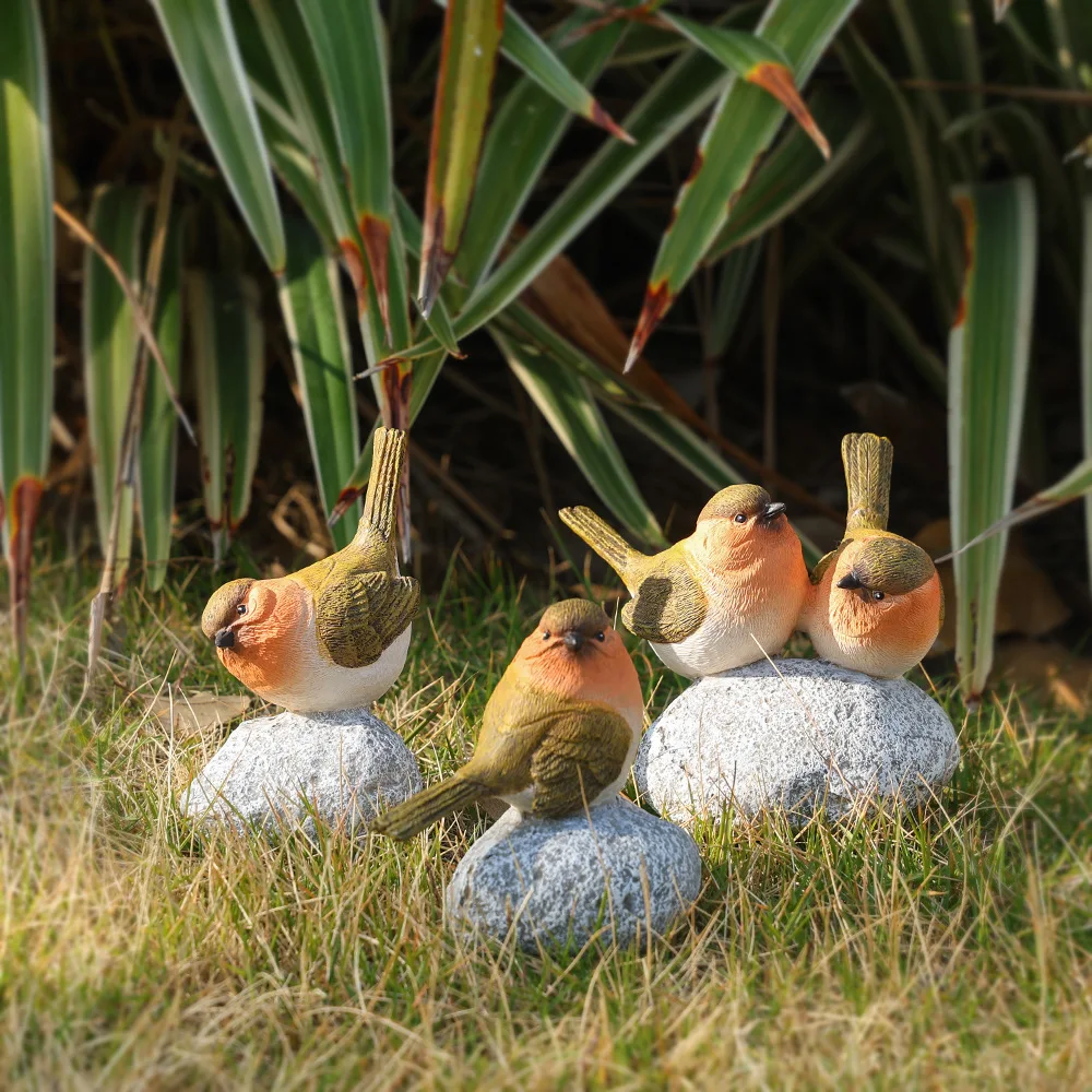 Spring & Summer Resin Bird & Animal Figurines, Home & Garden Decor, Landscape Art