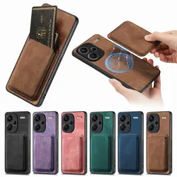 2 in 1 Detachable Magnetic Cards Holder Wallet Leather Case For Xiaomi Redmi Note 13 Pro Plus 12 11 13C 13T X6 Pocket Bag Cover