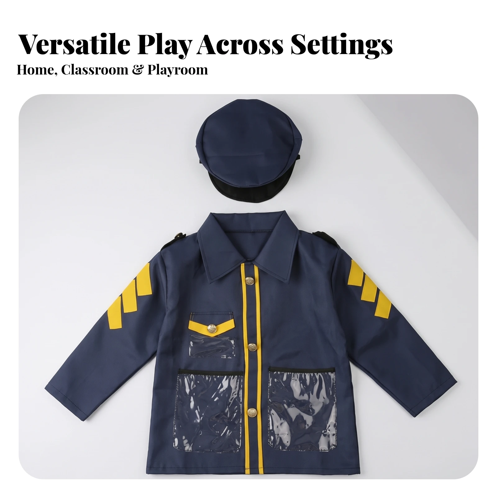 Role-Play Costume with Hat Realistic Dress-up Outfit with Hat Uniform Comfortable Apparel Ready-to-Wear for Children, Halloween