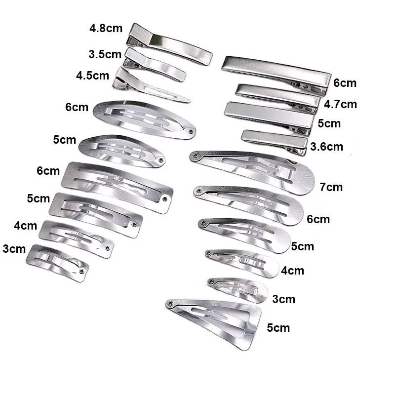 50PCS Various Styles Stainless Steel Snap Clips Metal Alligator Clips for DIY Double Prongs Duckbill Hair Barrettes Hairpins