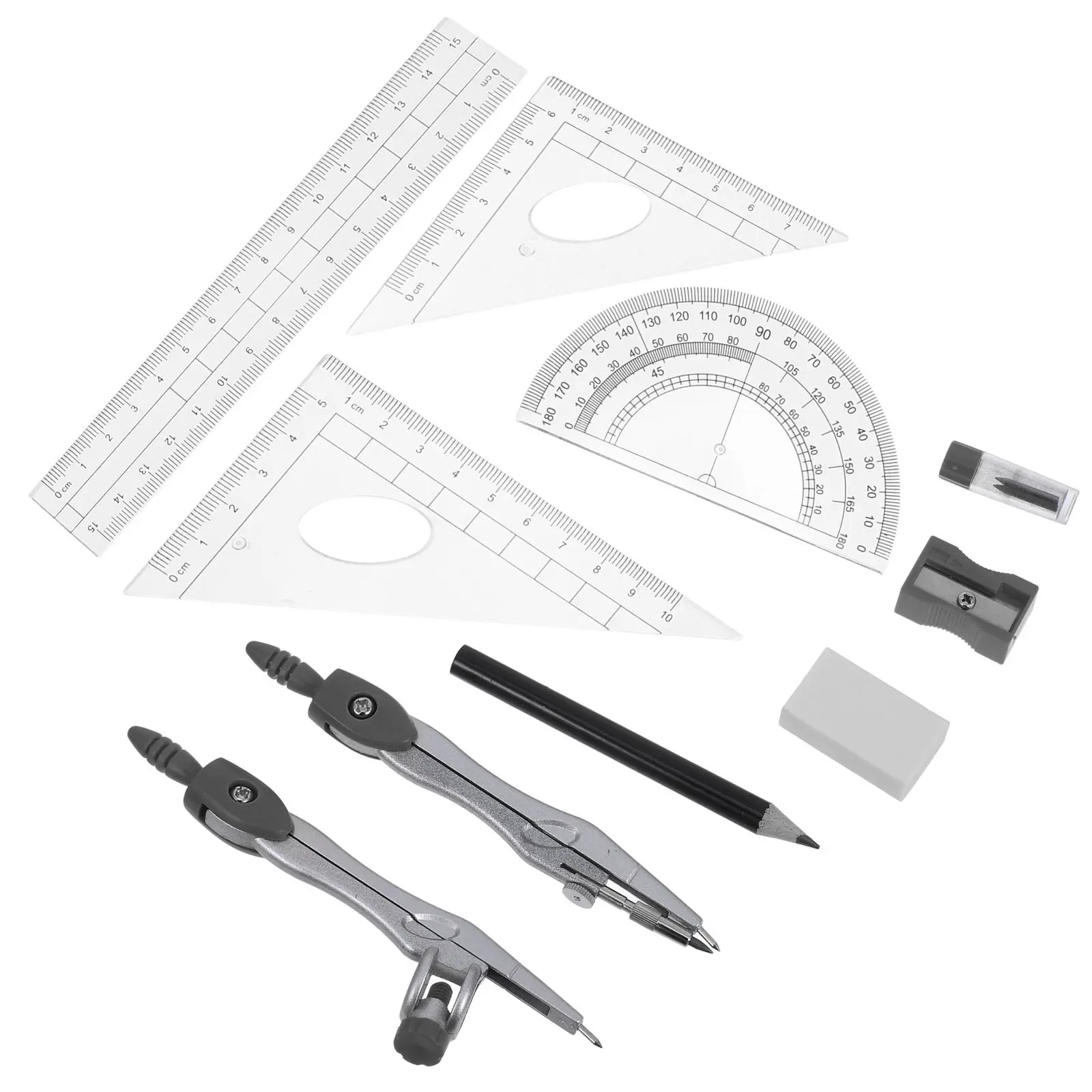 1Set Portable Compass Ruler Set for Students Includes Protractor Measurement Tools Lightweight School Supplies for Homework