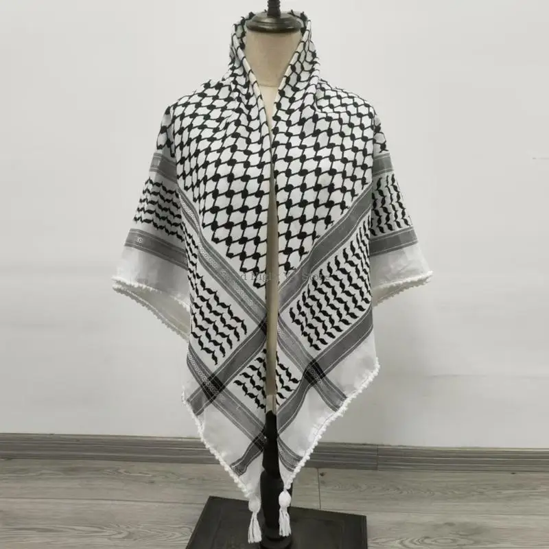 Arabian Shemagh Scarf for Adult Unisex Desert Headscarf Dustproof Traditional Headwrap Arabian Shawl for Cultural Event