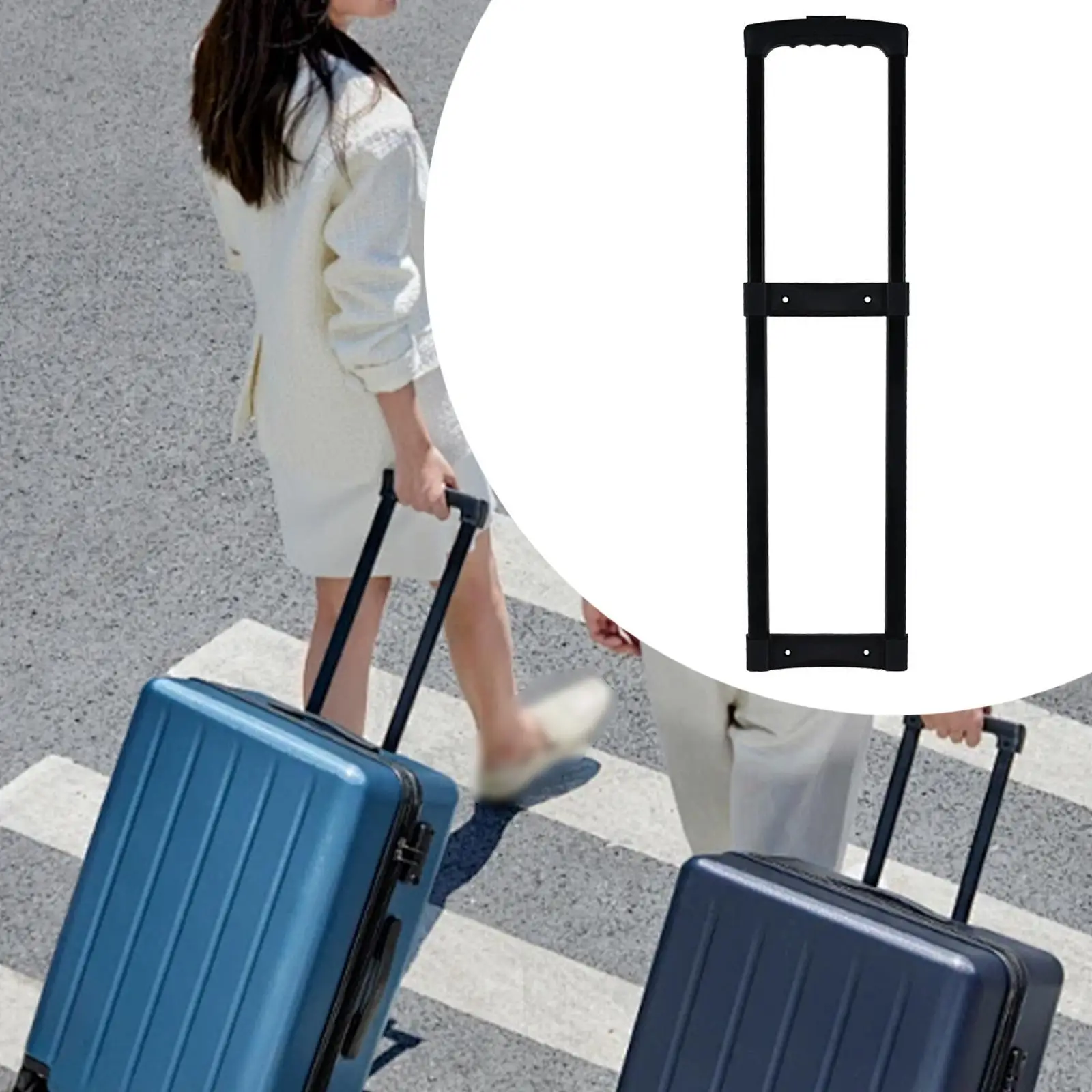 

Traveling Suitcase Telescopic Handle Repair Parts Black Metal Frame Easily Install Wear Resistant Professional with 2 Stage