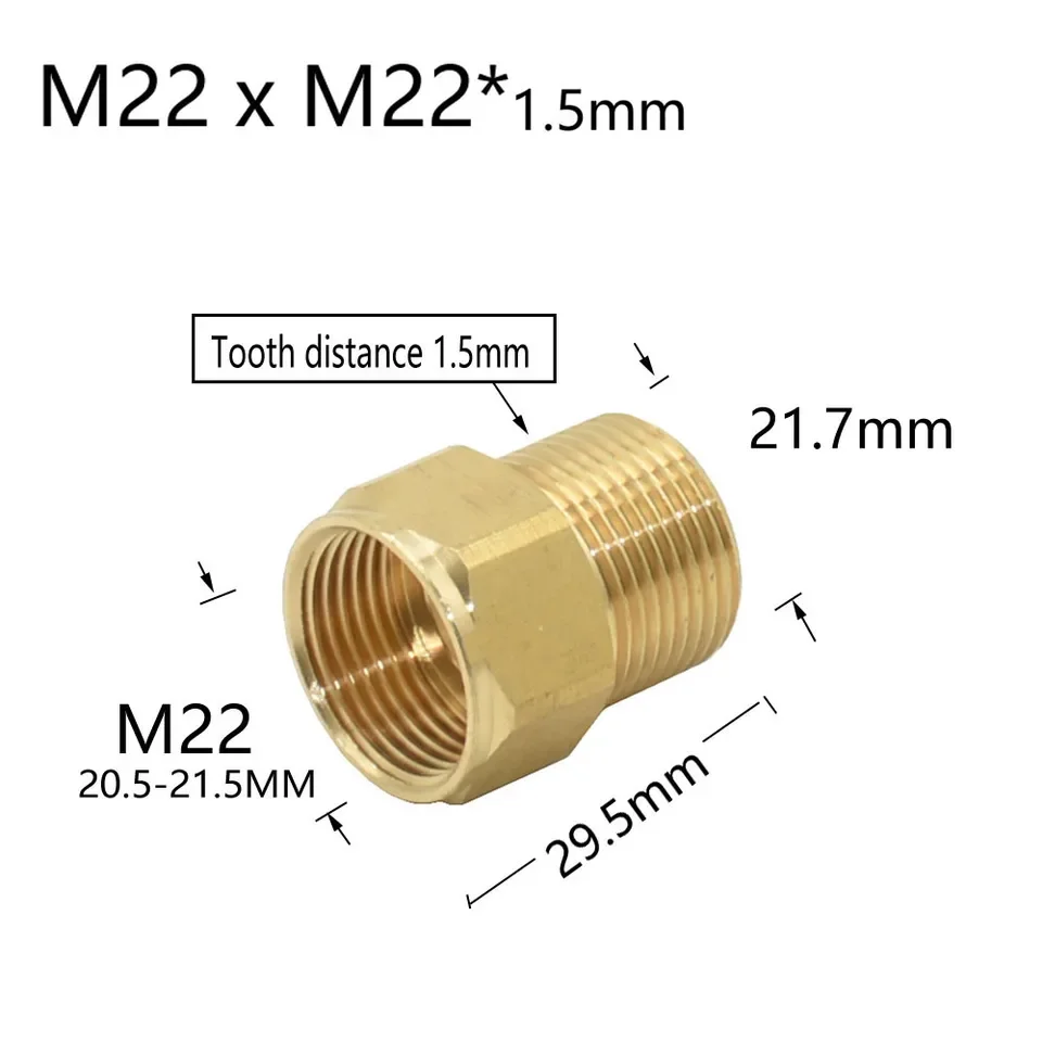 Brass Reducing Adapter for Water Systems with Multiple Thread Sizes Including 3/8 Inch 1/2 Inch M14 M18 M22 Metric and Imperial