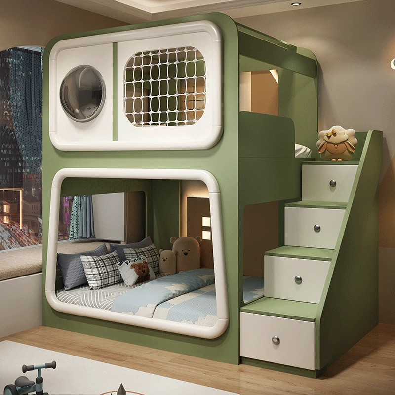 Space capsule children's bed boy up and down bunk bed avocado slide double