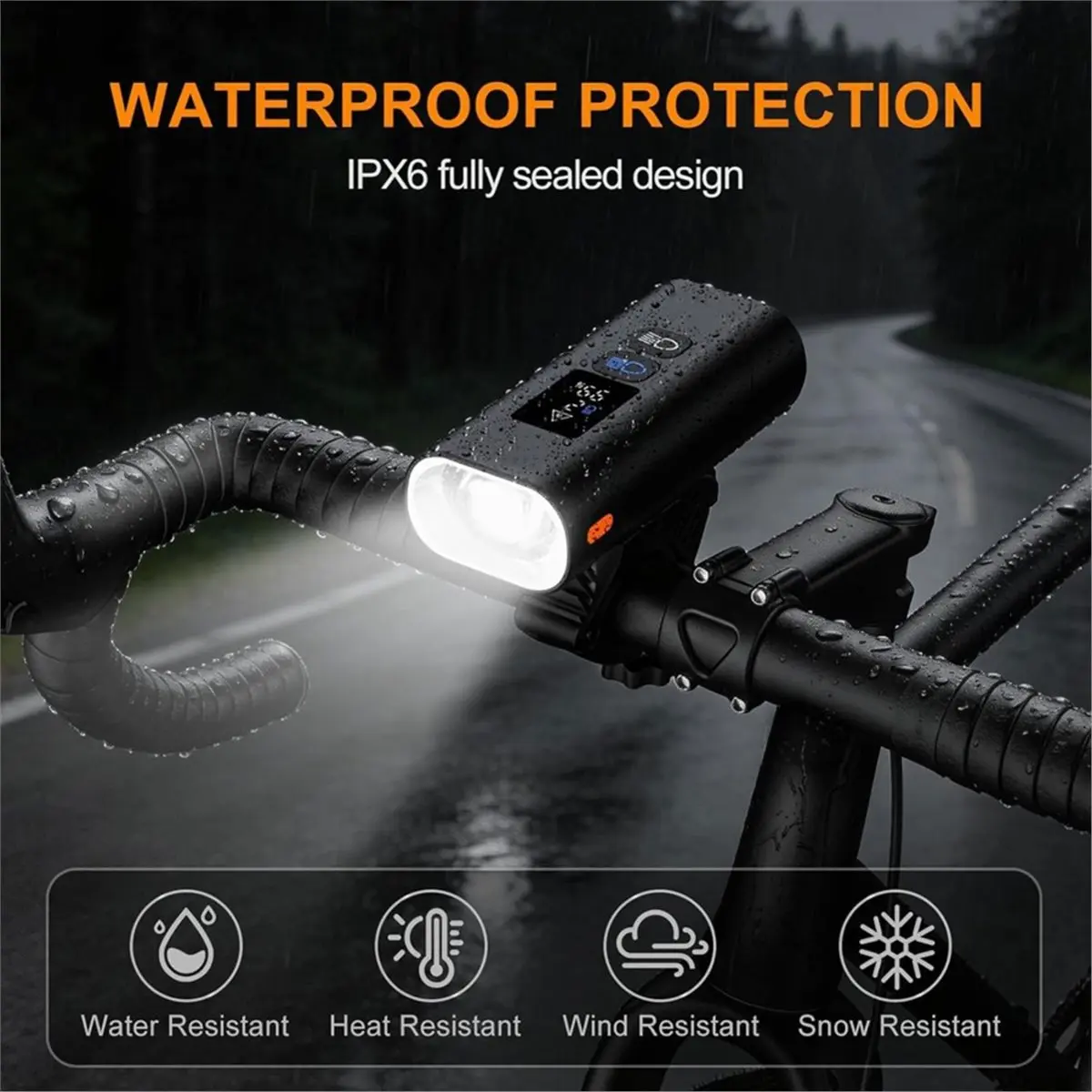 giftnew Rechargeable Bike Headlight, Waterproof Quick Release Mount, Side Visible Bike Lights for Road, Commuting & Night Riding