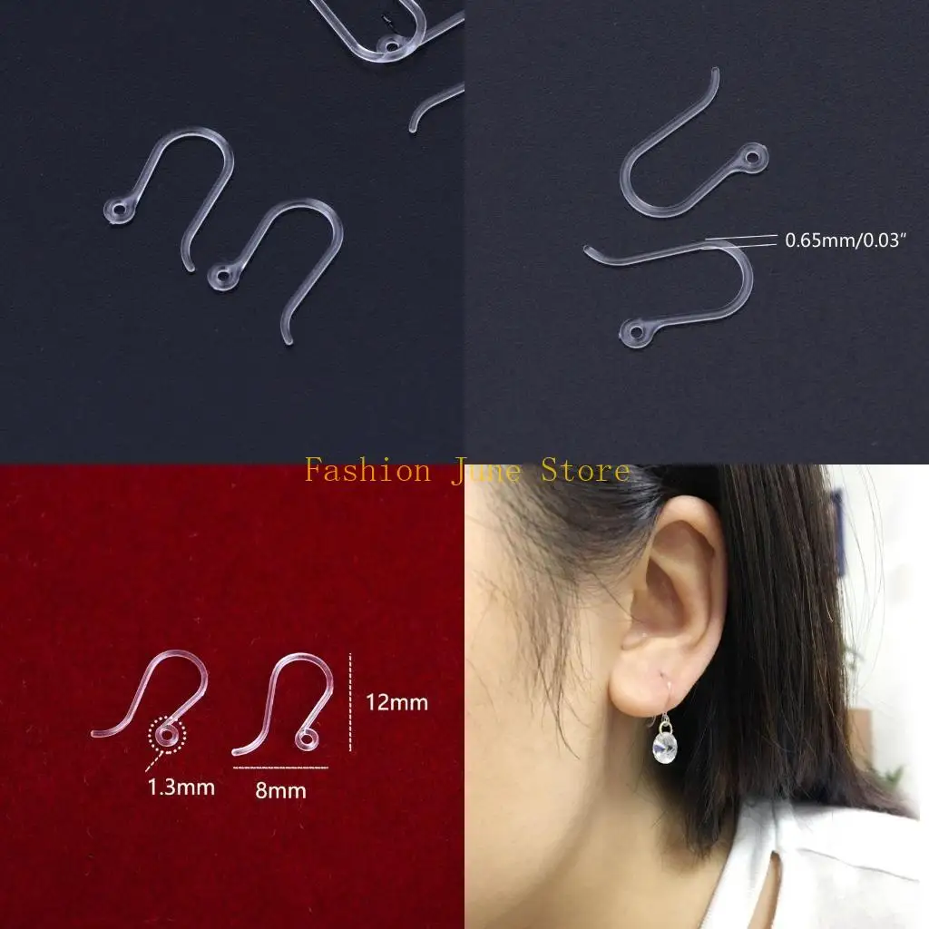 

N5KA 100 шт./компл. 0,65 мм неаллергенные крючки из смолы для ушей, фурнитура для сережек, подходит для ювелирных изделий DIY,