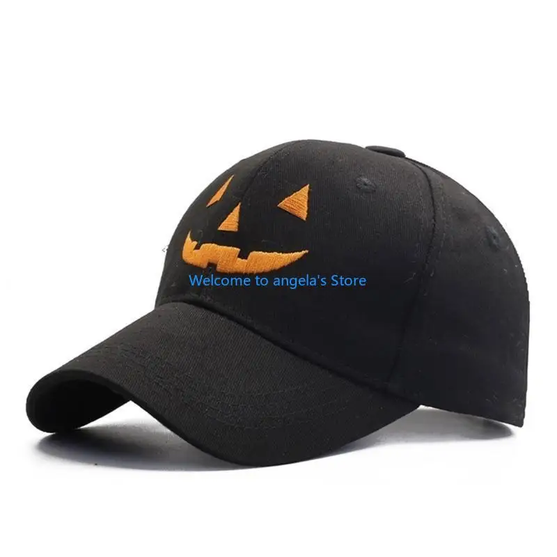 X4YC Punk Pumpkin Faced Baseball Hat for Parent-Kids Halloween Party Hat Festival Props Hat Fashion Hiphop Dancing Hat