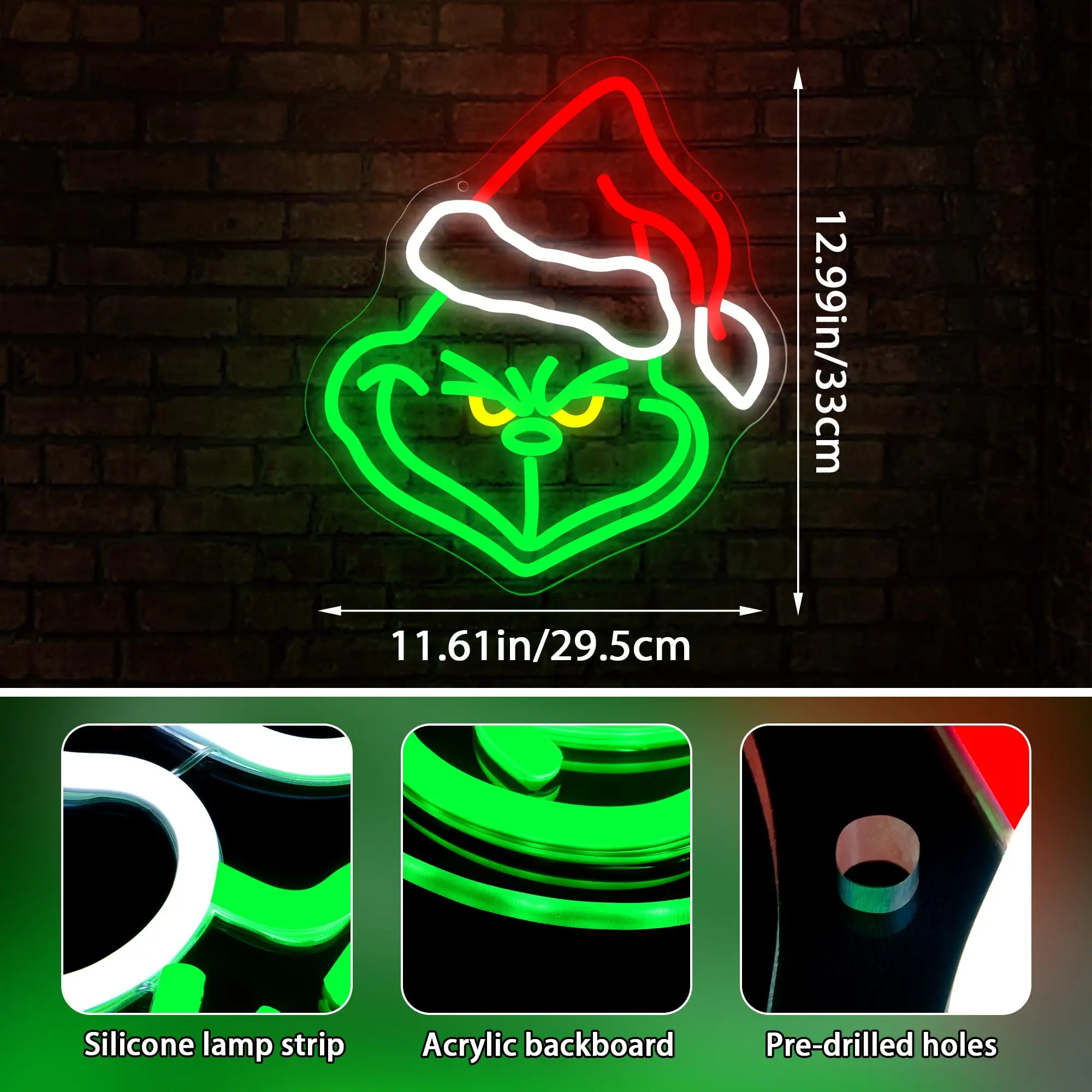 Christmas Neon Sign  USB Dimmable Switch Light Up Sign Wall Decor for Bedroom Holiday Bar Christmas Party Decor