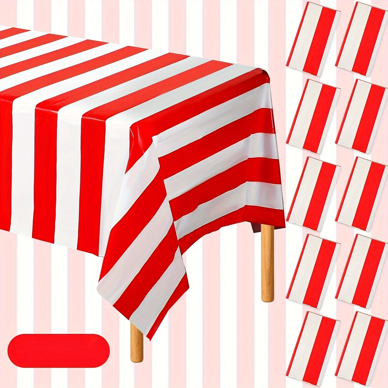 1pc Striped Tablecloth Plastic Stripe Table Cover Carnival Tablecloths Rectangle for Holiday Party Picnic Decoration