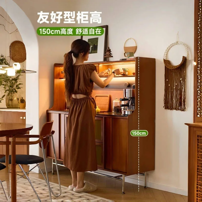 

boxwood retro French side cabinet against the wall integrated locker double-layer new living room wine cabinet small apartment