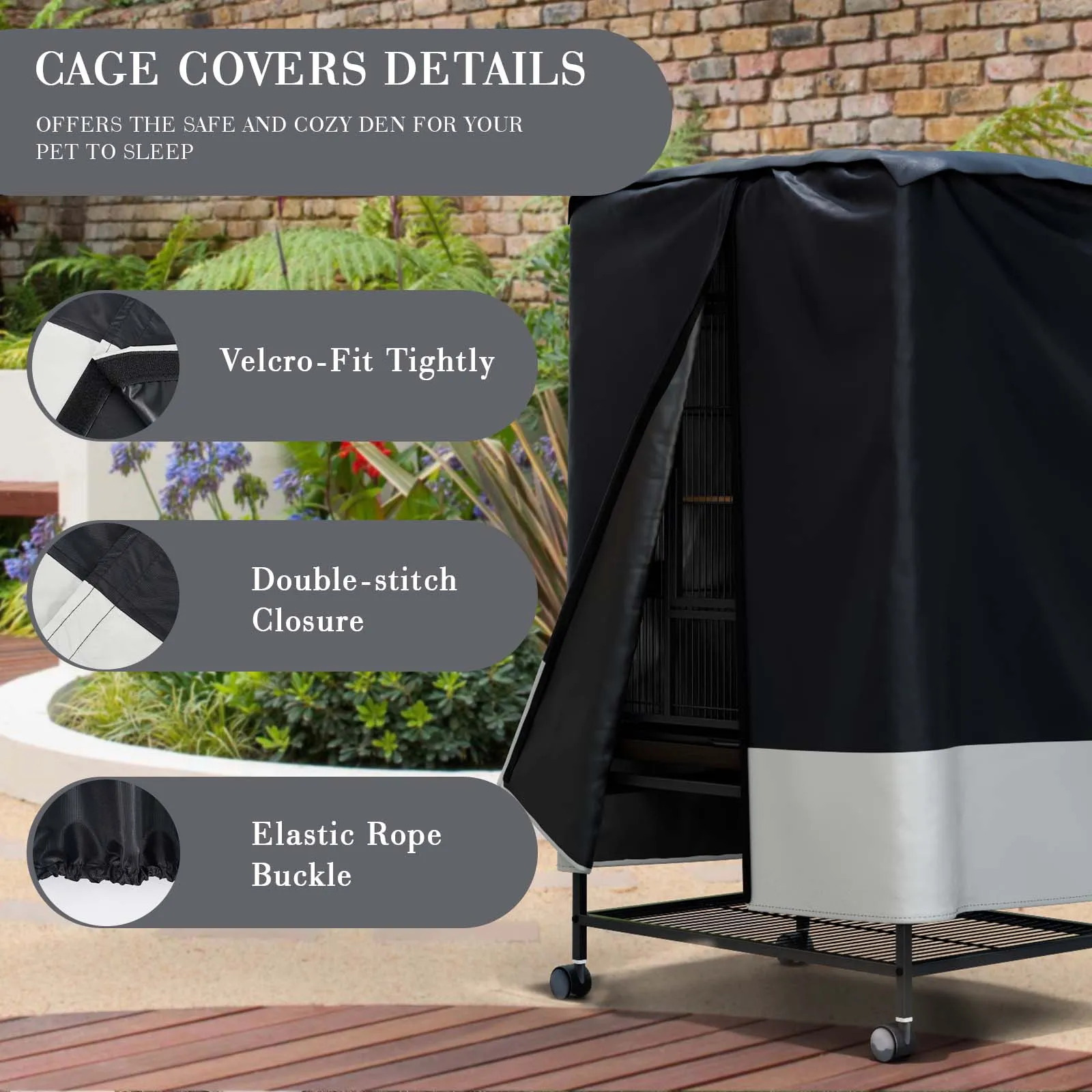 Pet Cage Birdcage Cover with Removable Top Panel Waterproof Dustproof Oxford Cage Cover Protective Bird Cage Supplies Adjustable