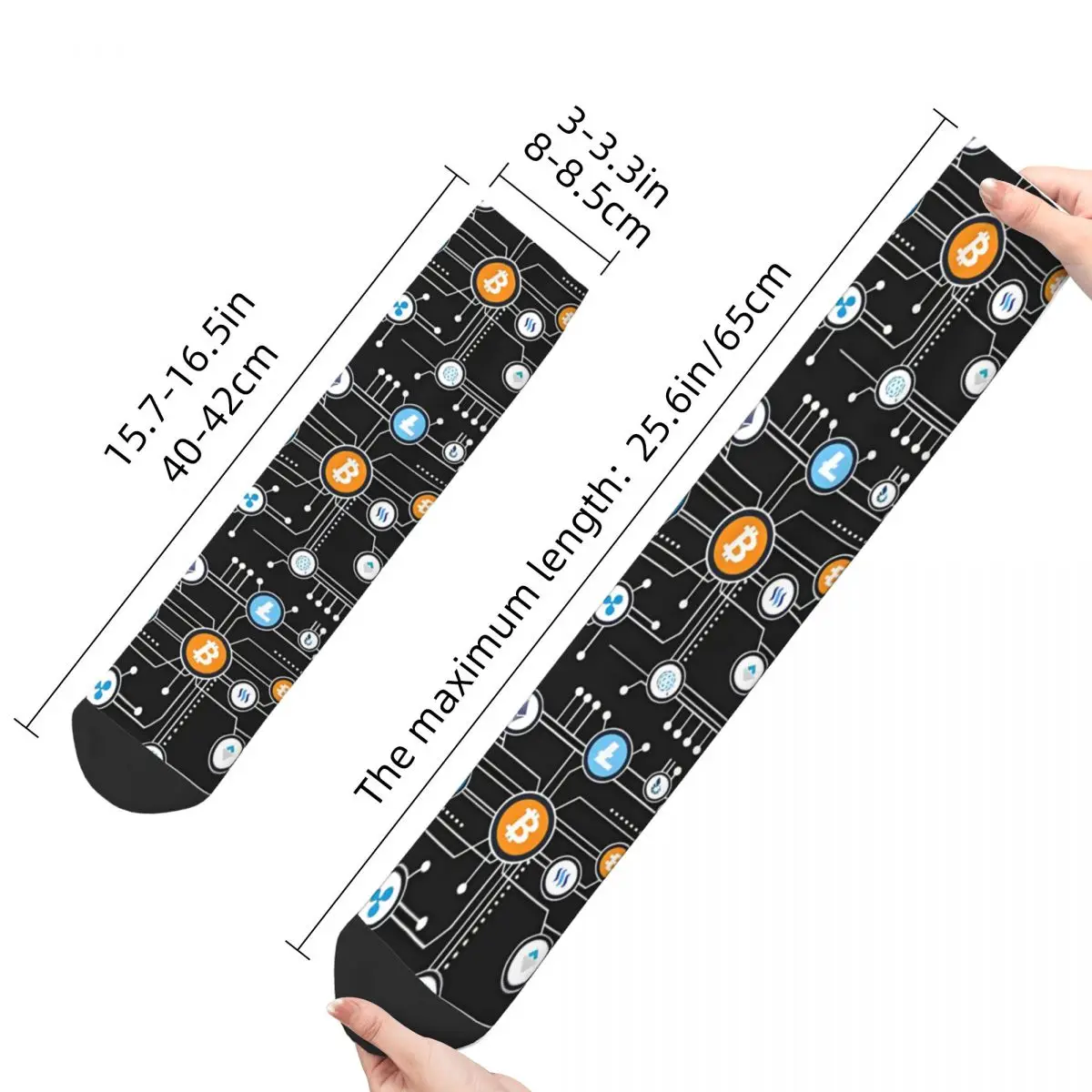 Vintage Cryptocurrency Bitcoin Altcoin Blockchain Men's Socks Unisex Novelty Seamless Printed Funny Crew Sock Gift