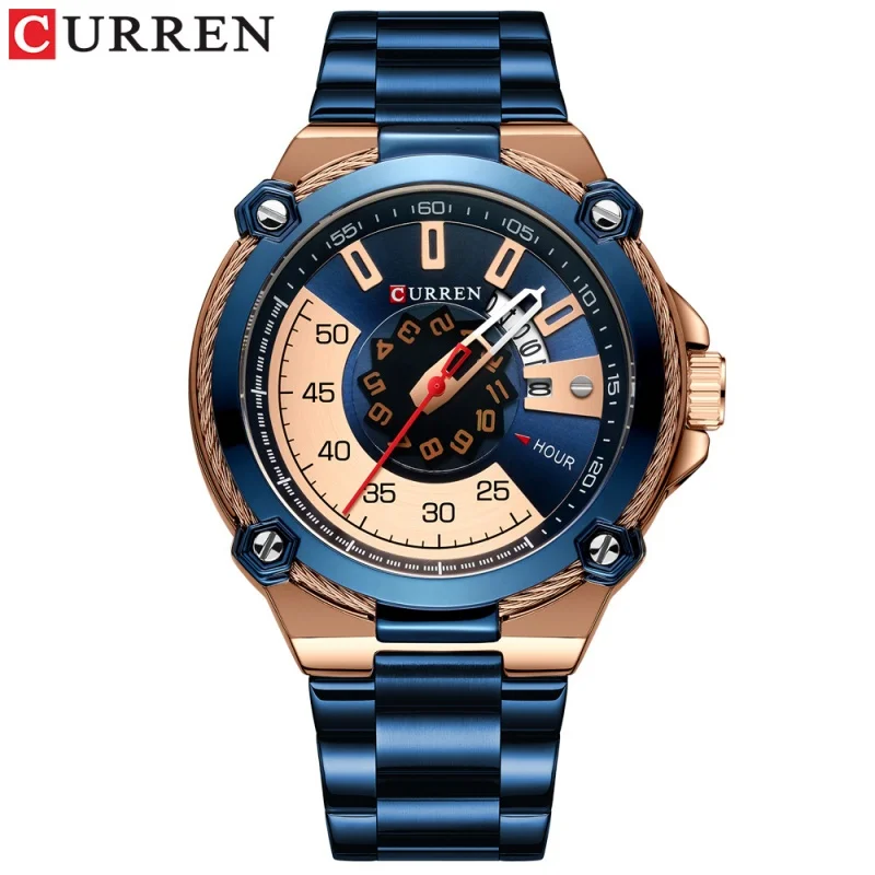 CURREN 8345 Casual Men\'s Quartz Watch Creative Waterproof Stainless Steel Calendar Luminous Business Fashion Watches Sport Clock