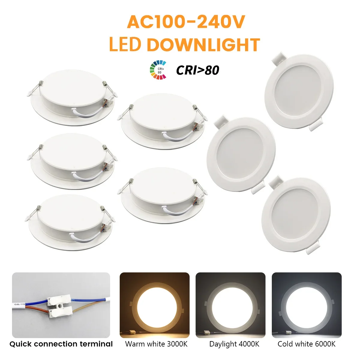 15PCS 6W 10W 14W 17W 20W 24W Recessed LED Downlight AC100-240V LED Ceiling Spot 3 colors in Downlight Light Cold Warm white Lamp