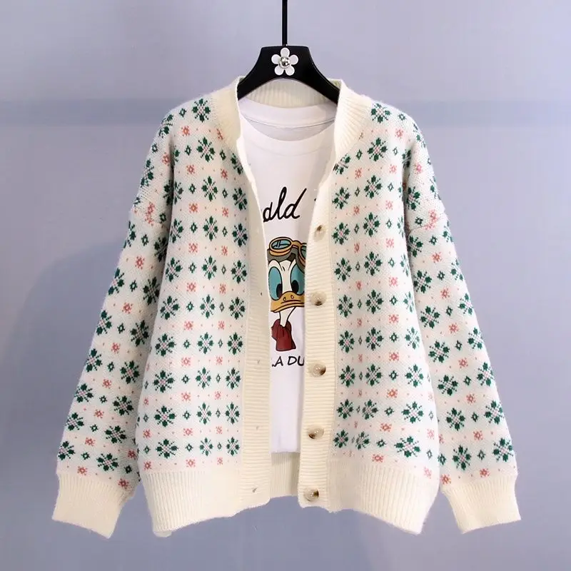 

Spring Women's Jacquard Knitted Cardigan Thin Sweater