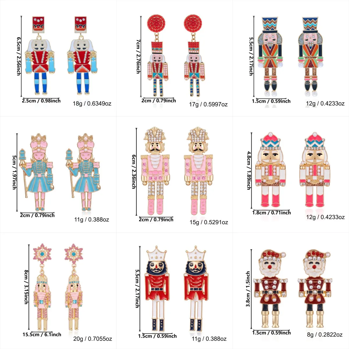 Imitationsperlen Nussknacker-Soldat Anhänger-Ohrringe für Frauen Weihnachten Cartoon-Charakter Hängeohrringe Neujahrsparty-Schmuck – Detail 8