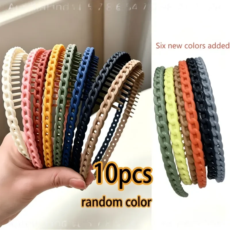 10pcs Trendy Wide Headbands for Women Non Slip Toothed Hairbands Handmade Heart Shaped Headwear Random Colors Fashion