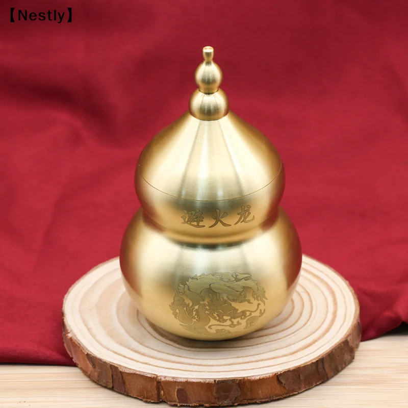 Feng Shui Chinesische Messing Wu Lou Kürbis-Schatzstatue Heimdekoration Tisch- und Bücherregal-Ornamente Glücksbringer und Schutz〔Nest〕 – Detail 4