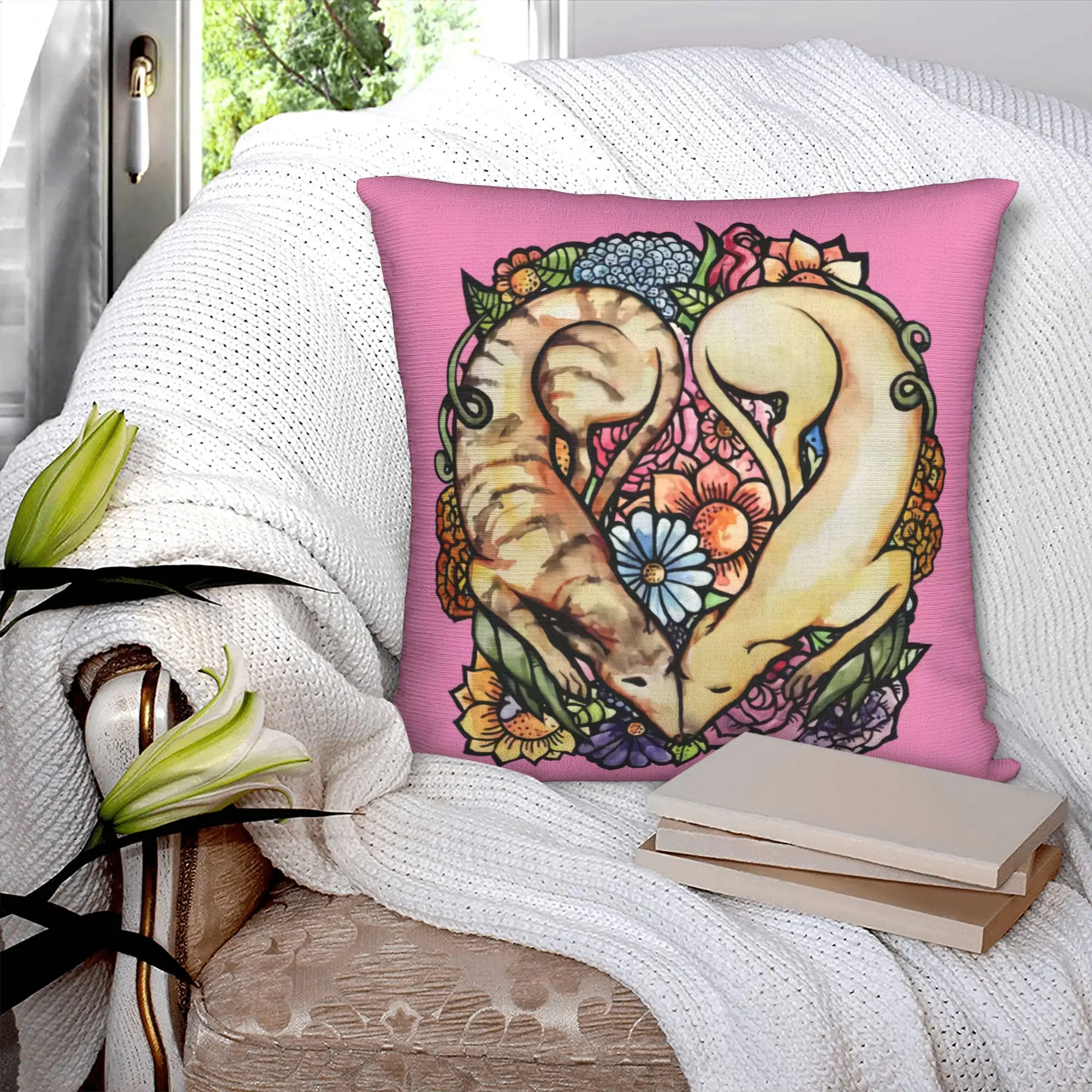 Nordic Style Whippet Hound Dog Cushion Cover 40x40cm Polyester Greyhound for Sofa Car Square Pillowcase Living Room Decoratio
