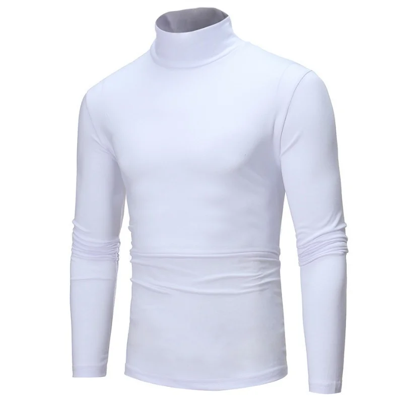 New Fashion Base Tee Shirt Men Slim Fit Knit High Neck Pullover Turtleneck Sweater Tops Shirt