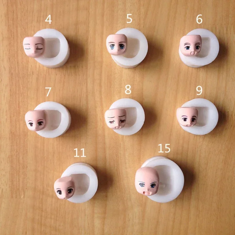 Cute Small Doll Head Face Mold Soft Clay Pottery Fondant Decorations 3D Silicone Moulds Kitchen Cake Baking Decorative Tools