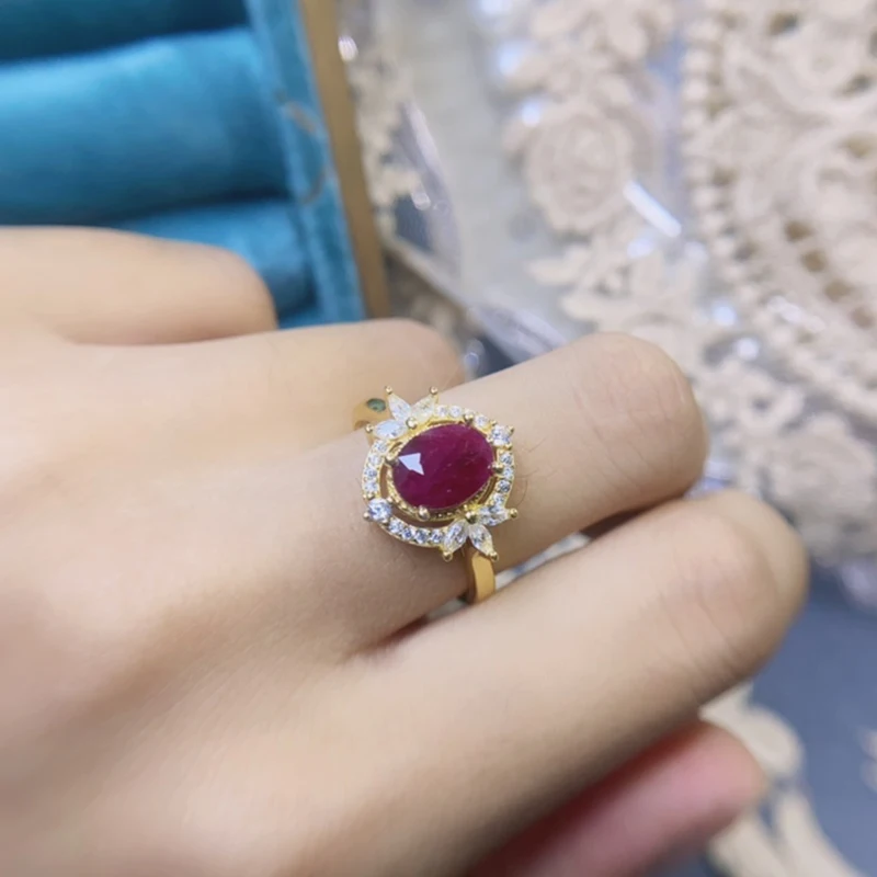 Natural Ruby Rings for women silver 925 jewelry luxury gem stones 18k gold plated free shiping items