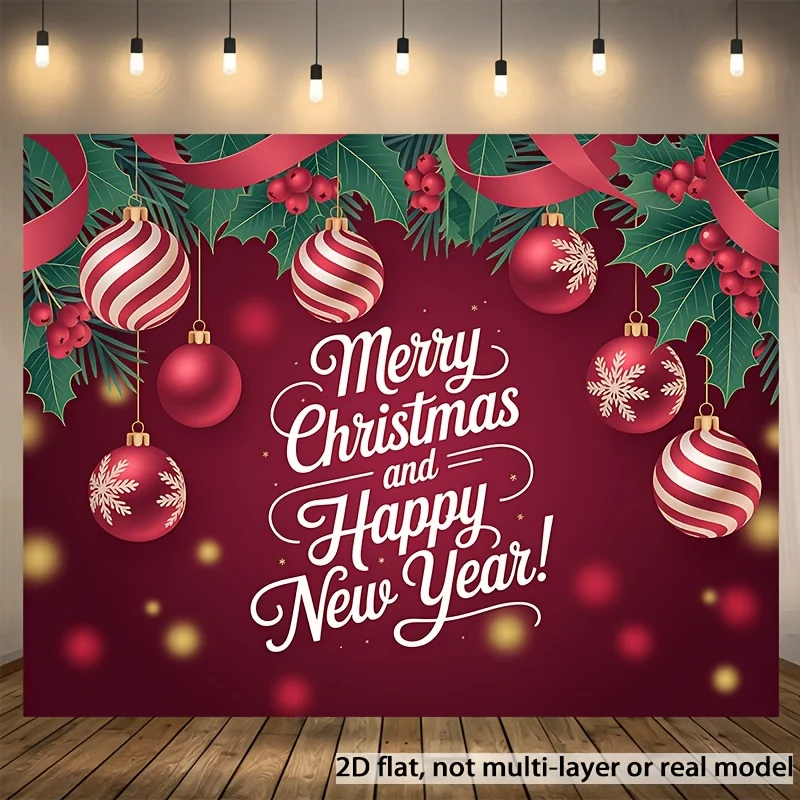 VIKAMA Christmas New Year Tapestry Berry Christmas Ball Living Room Background Wall Festival Party Room Decoration