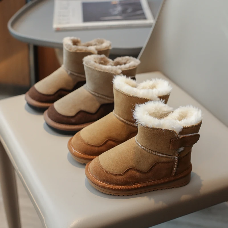 

Fashion snow boots for girls 2025 winter short boots for kids thickened warm casual cotton shoes