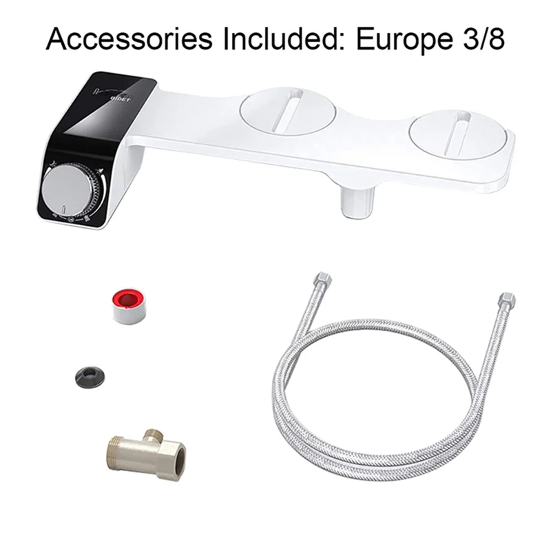 AT08 جديد بيديت مرفق مرحاض فائق النحافة فوهة مزدوجة دوامة قابل للتعديل ضغط المياه غير الكهربائية الحمار البخاخ مع خرطوم ، C