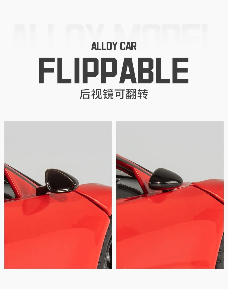 1:24 Tourbillon Spray Edition Sports Car Sound and Light Pull Back Children's Toy Model Diecast Alloy Car Model Collectible