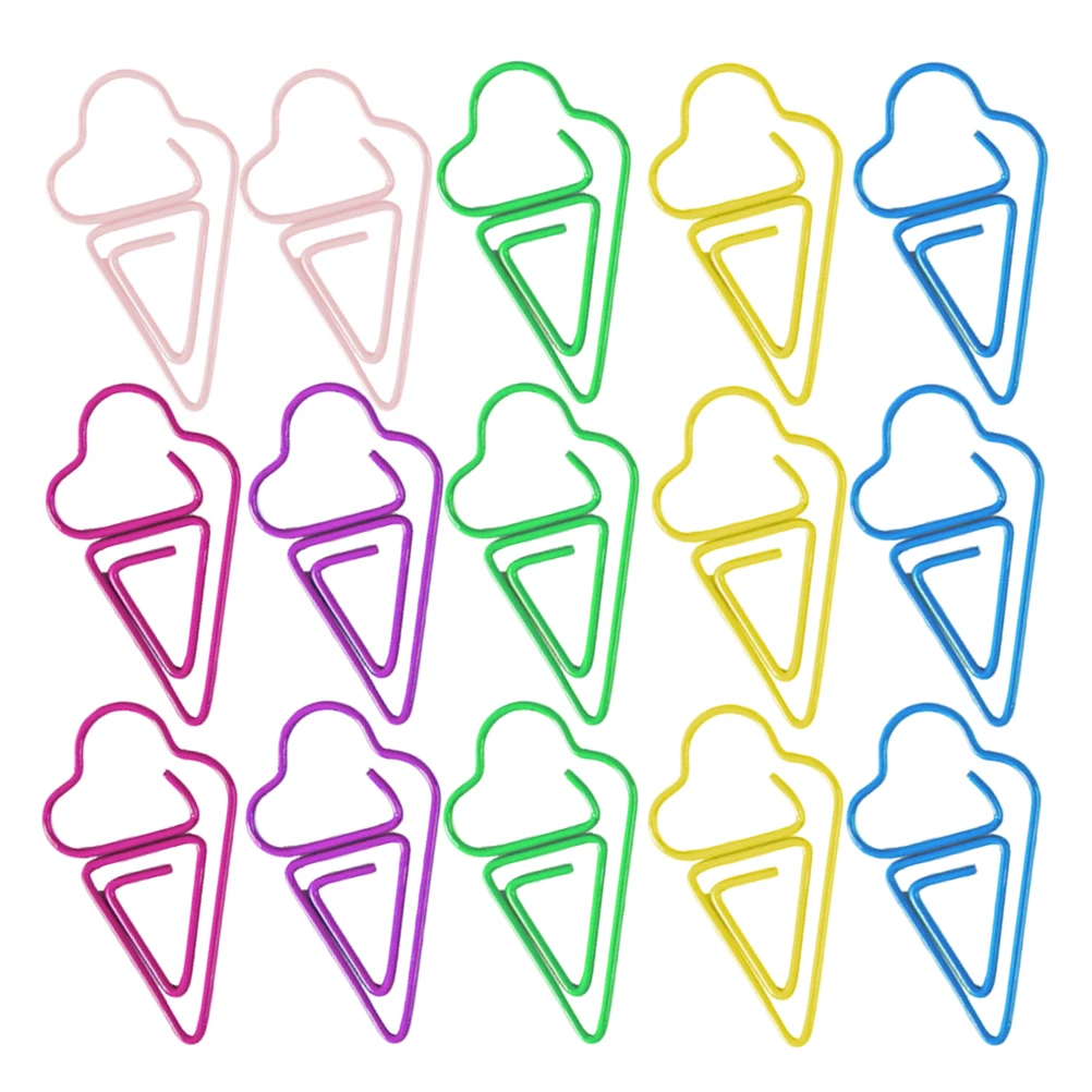 

30pcs Ice Cream Paper Clips Cute Bookmarks Metal Student Collection Fun Office Supplies Decorative Memo Staples
