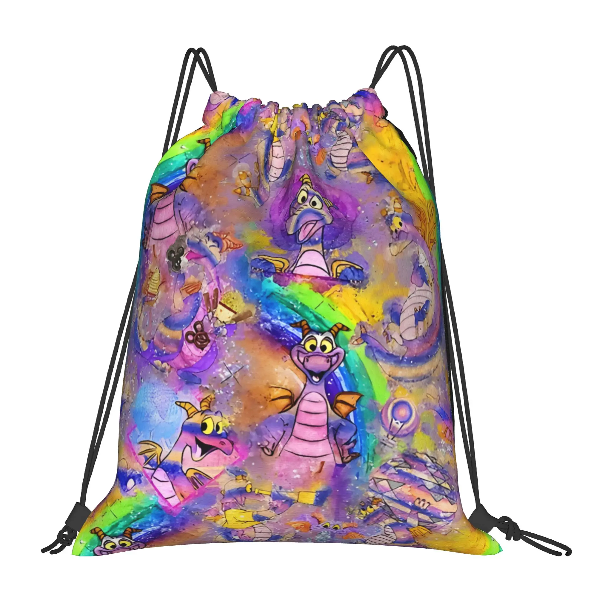 

Портативные уличные сумки-мешки на шнурке Figment Watercolor Rainbow Walt Cartoon для покупок, велопрогулок и хранения вещей в спортзале