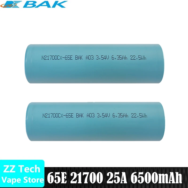 Hochleistungs-BAK 65E INR21700 Akku 6500mAh 3,5V 25A Wiederaufladbare Lithium-Ionen-Zelle 22,23Wh für Elektroroller-Akkupack