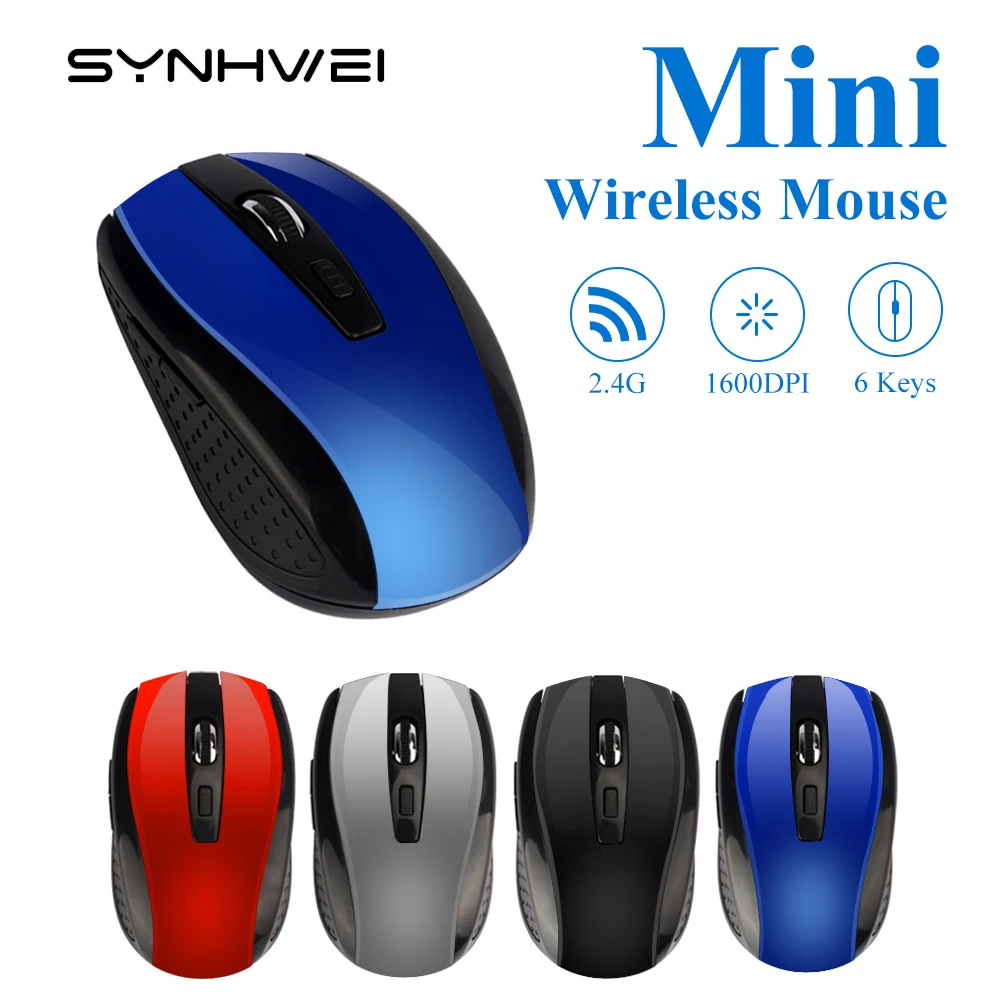 Wireless Mouse 2.4G USB Computer Mouse Compact Optical Cordless Mouse 6 Buttons Mini Mice for PC Laptop Windows Mac Linux